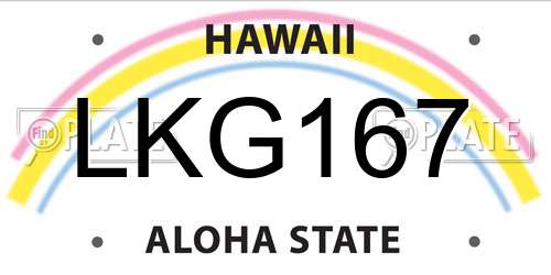 LKG167 Hawaii License Plate