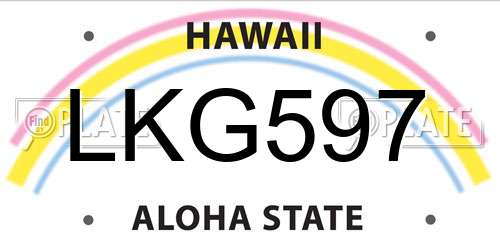 LKG597 Hawaii License Plate