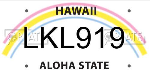 LKL919 Hawaii License Plate