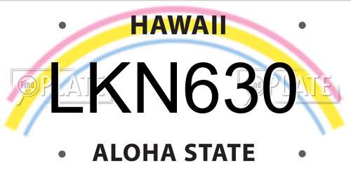 LKN630 Hawaii License Plate