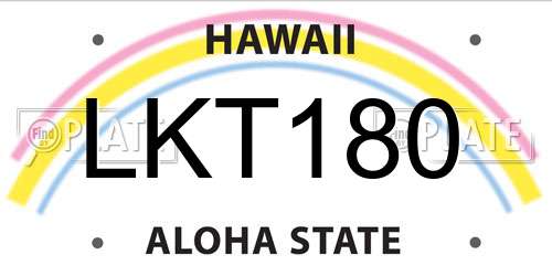 LKT180 Hawaii License Plate