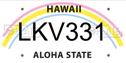 LKV331 Hawaii License Plate