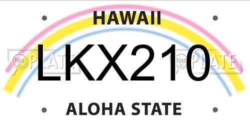LKX210 Hawaii License Plate