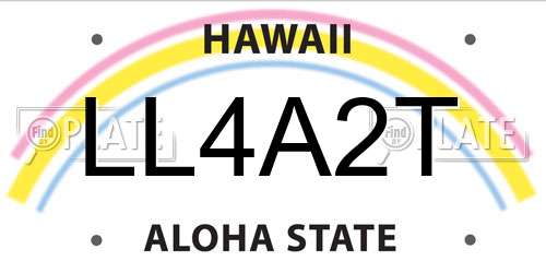 LL4A2T Hawaii License Plate