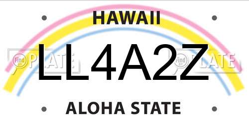 LL4A2Z Hawaii License Plate