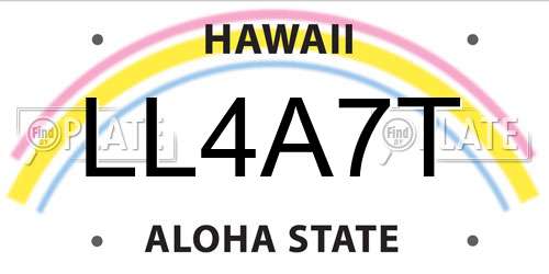 LL4A7T Hawaii License Plate