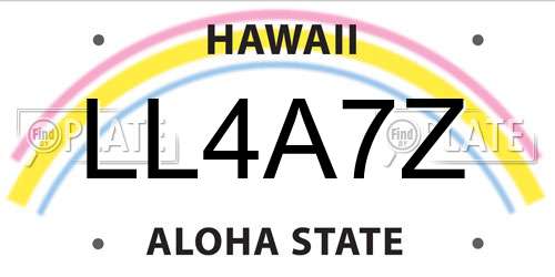LL4A7Z Hawaii License Plate