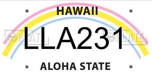 LLA231 Hawaii License Plate