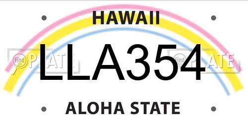 LLA354 Hawaii License Plate