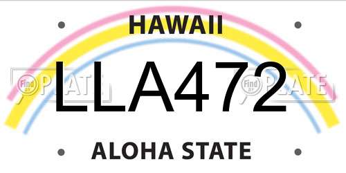LLA472 Hawaii License Plate