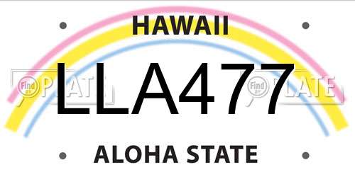 LLA477 Hawaii License Plate