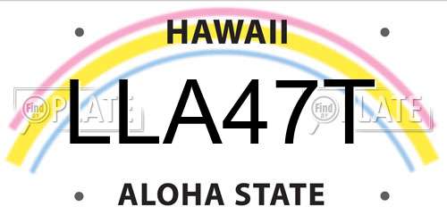 LLA47T Hawaii License Plate