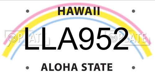 LLA952 Hawaii License Plate