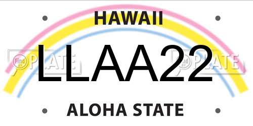 LLAA22 Hawaii License Plate