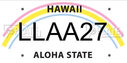 LLAA27 Hawaii License Plate