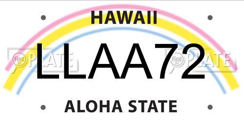LLAA72 Hawaii License Plate