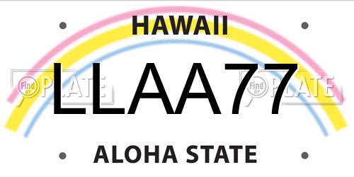 LLAA77 Hawaii License Plate