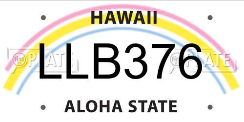 LLB376 Hawaii License Plate