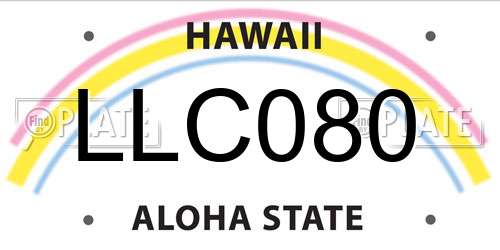LLC080 Hawaii License Plate