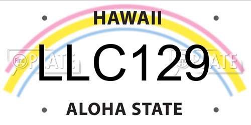 LLC129 Hawaii License Plate