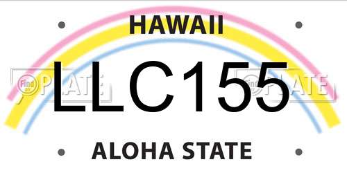 LLC155 Hawaii License Plate