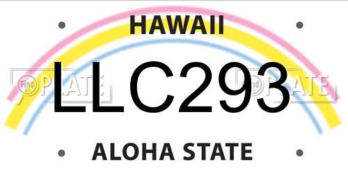 LLC293 Hawaii License Plate