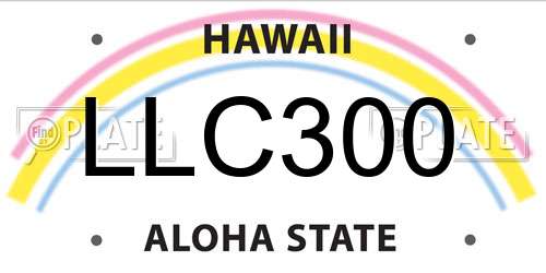 LLC300 Hawaii License Plate