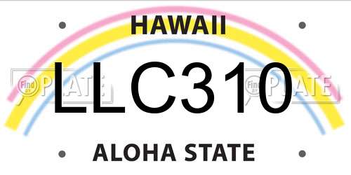 LLC310 Hawaii License Plate