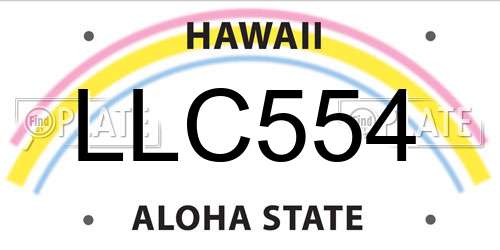 LLC554 Hawaii License Plate