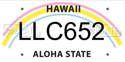 LLC652 Hawaii License Plate