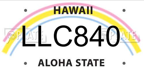 LLC840 Hawaii License Plate