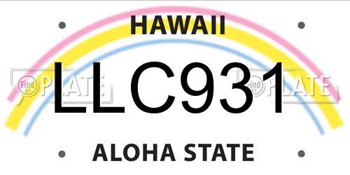 LLC931 Hawaii License Plate