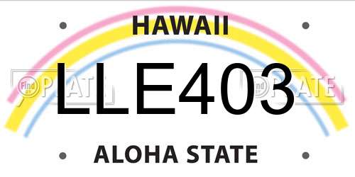 LLE403 Hawaii License Plate