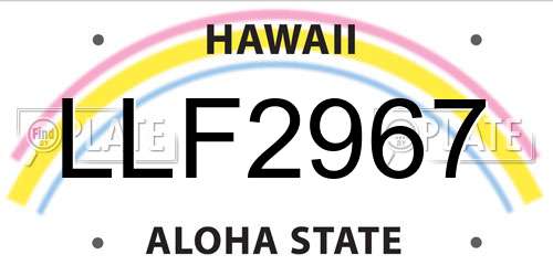 LLF2967 Hawaii License Plate
