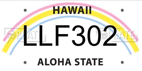 LLF302 Hawaii License Plate