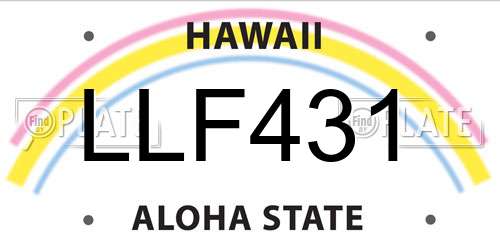 LLF431 Hawaii License Plate