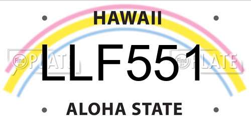 LLF551 Hawaii License Plate