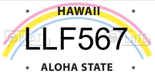 LLF567 Hawaii License Plate