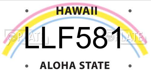 LLF581 Hawaii License Plate