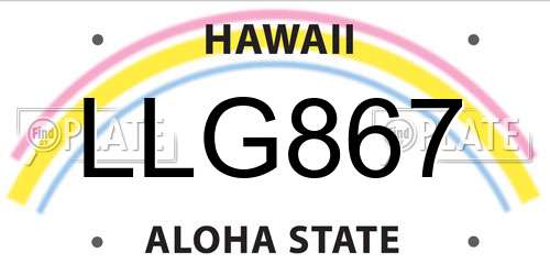 LLG867 Hawaii License Plate