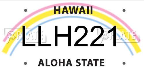 LLH221 Hawaii License Plate