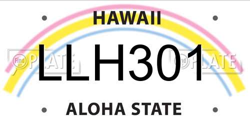 LLH301 Hawaii License Plate