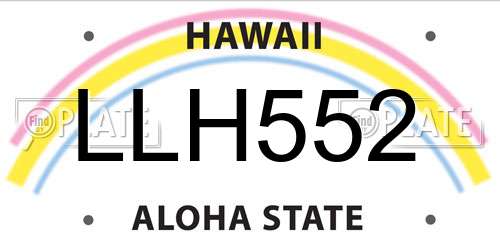 LLH552 Hawaii License Plate