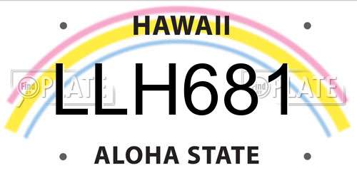 LLH681 Hawaii License Plate