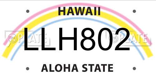 LLH802 Hawaii License Plate