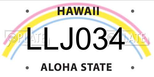 LLJ034 Hawaii License Plate