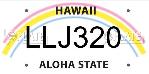 LLJ320 Hawaii License Plate