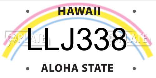 LLJ338 Hawaii License Plate