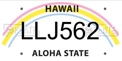 LLJ562 Hawaii License Plate