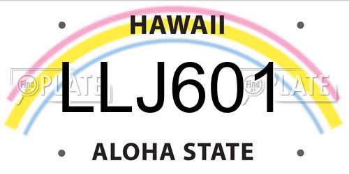 LLJ601 Hawaii License Plate